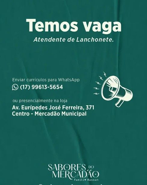 ATENDENTE DE LANCHONETE